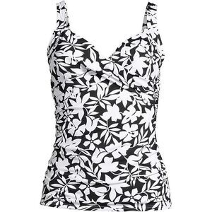 Land’s End Plus size V neck wrap underwire tankini black Havana floral Various